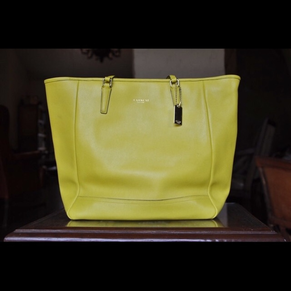 Yellow Leather Coach Tote Purse